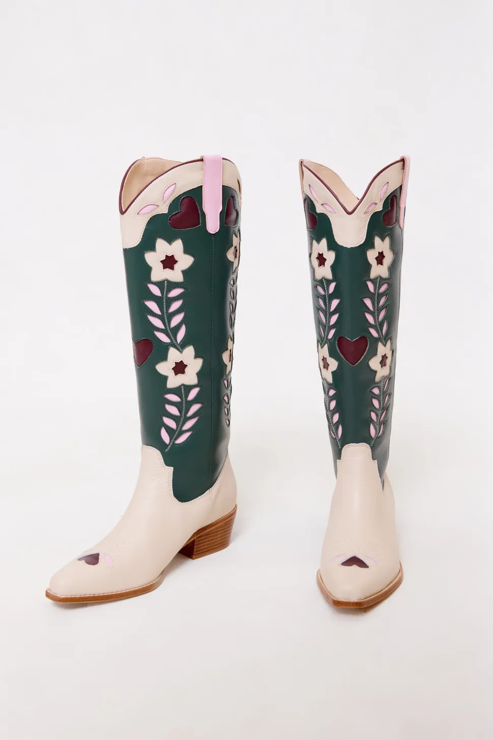 Dakota Boot in Green & Cream