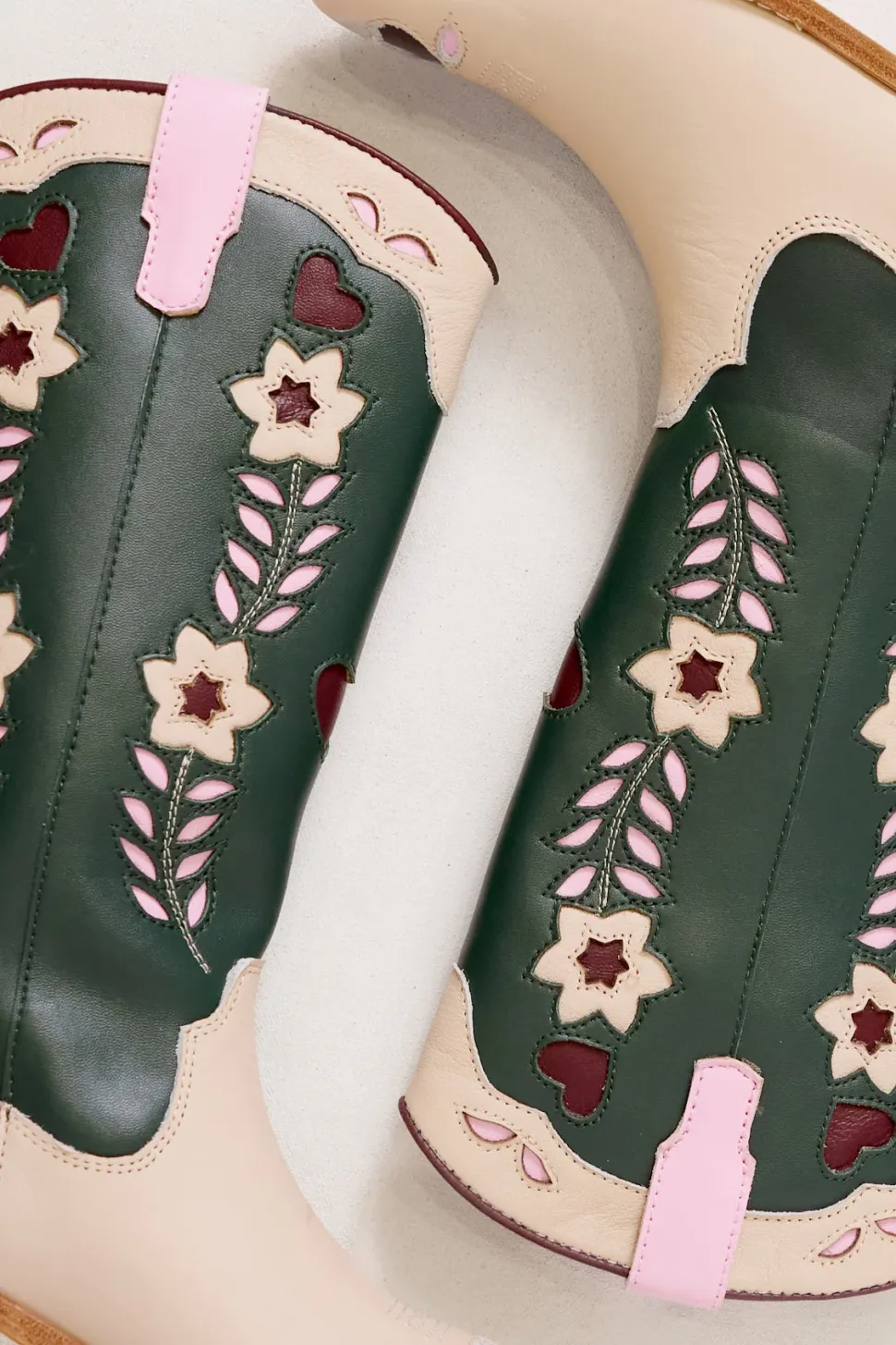 Dakota Boot in Green & Cream