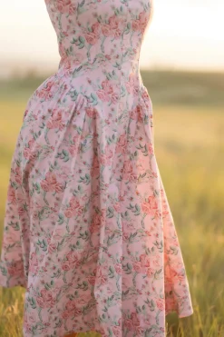 Edith Dress in Pink Sketched Flower