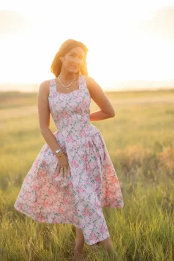 Edith Dress in Pink Sketched Flower