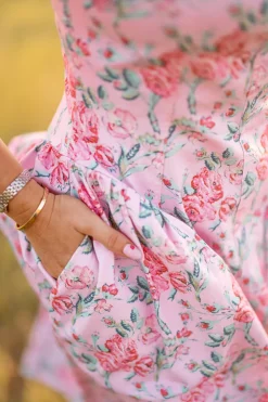 Edith Dress in Pink Sketched Flower