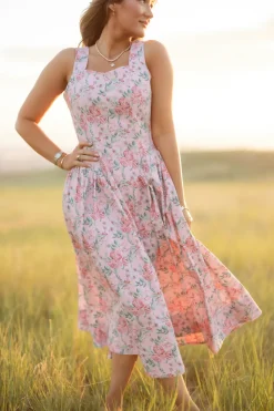 Edith Dress in Pink Sketched Flower
