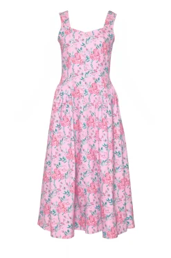 Edith Dress in Pink Sketched Flower