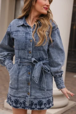 Elodie Dress in Light Wash Denim
