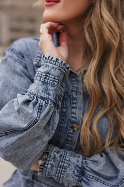 Elodie Dress in Light Wash Denim