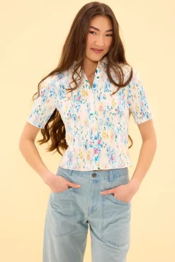 Elysia Top in Blue Bouquet Floral