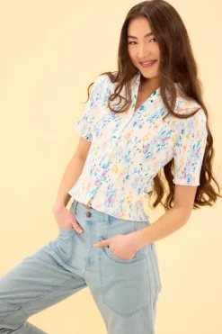 Elysia Top in Blue Bouquet Floral