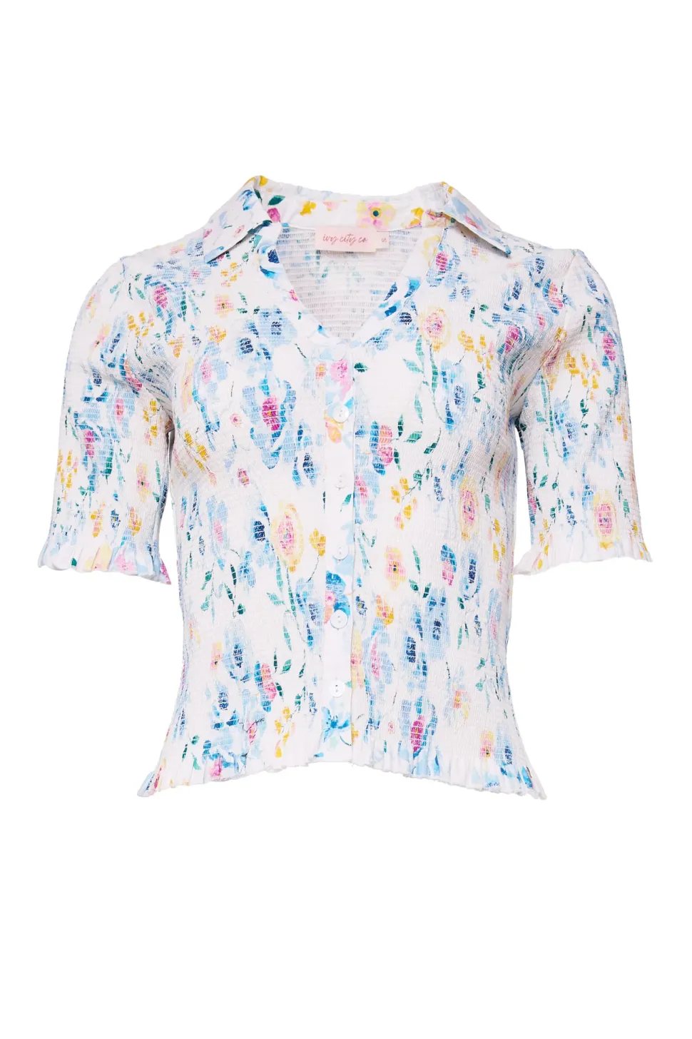 Elysia Top in Blue Bouquet Floral