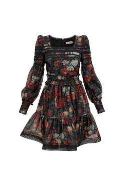 Evangeline Dress in Midnight Roses