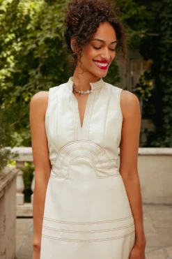 Faye Dress in Cream Vegan Leather