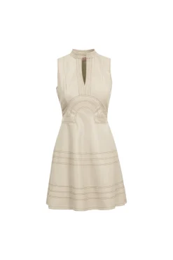 Faye Dress in Cream Vegan Leather