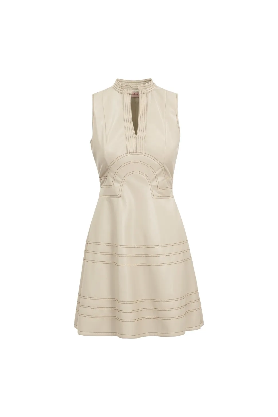 Faye Dress in Cream Vegan Leather