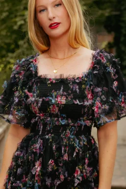 Florentina Dress in Obsidian Garden