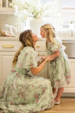 Florentina Dress in Pistachio Aquarelle Fleur