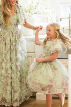 Florentina Dress in Pistachio Aquarelle Fleur