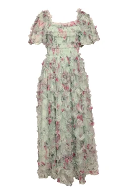 Florentina Dress in Pistachio Aquarelle Fleur