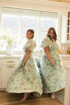 Florentina Dress in Pistachio Aquarelle Fleur