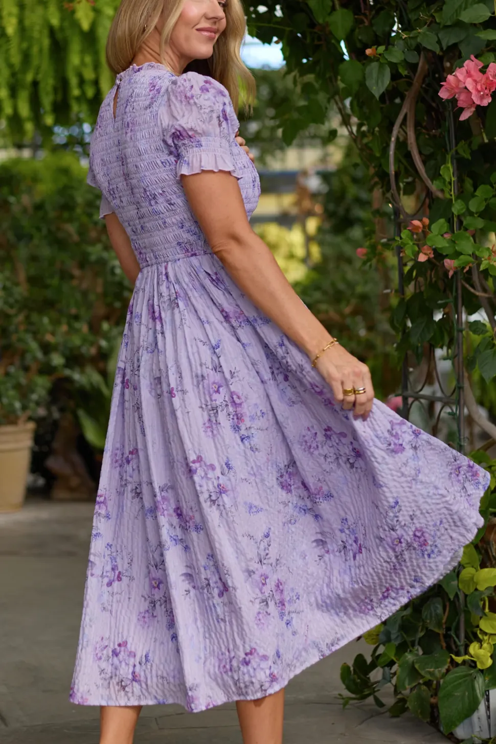 Flynn Midi Dress in Lavender Aquarelle Fleur