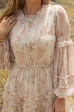 Geneva Dress in Banana Creme Aquarelle Fleur