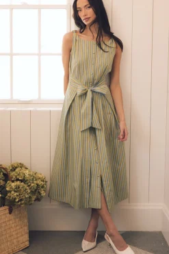 Glen Dress in Green Stripe