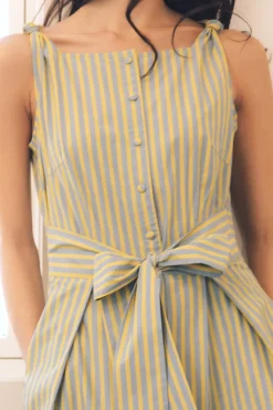 Glen Dress in Green Stripe