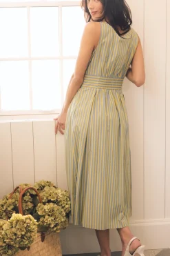 Glen Dress in Green Stripe