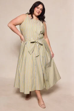 Glen Dress in Green Stripe
