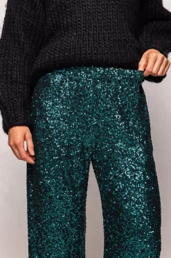 Gloria Pants in Emerald Sequin
