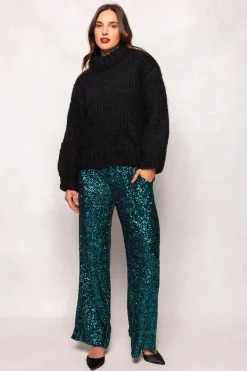 Gloria Pants in Emerald Sequin