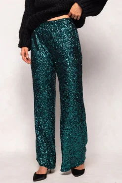Gloria Pants in Emerald Sequin