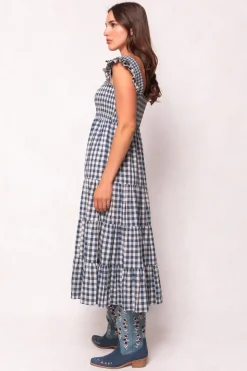 Hailey Dress in Indigo Gingham