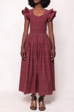 Hattie Dress in Burgundy Plaid
