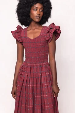 Hattie Dress in Burgundy Plaid