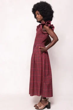 Hattie Dress in Burgundy Plaid