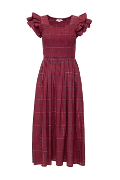 Hattie Dress in Burgundy Plaid