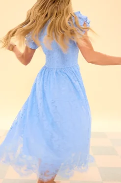 Hattie Dress in Cornflower Blue Lace
