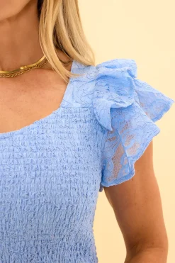 Hattie Dress in Cornflower Blue Lace