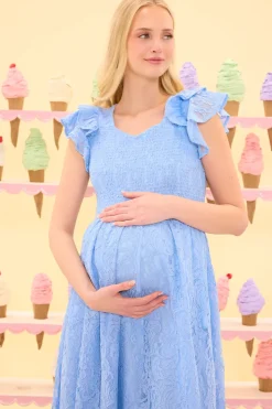 Hattie Dress in Cornflower Blue Lace