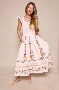 Hattie Dress in Embroidered Spring Floral