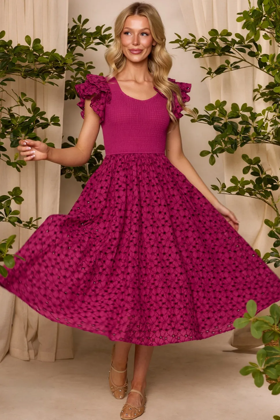 Hattie Dress in Magenta