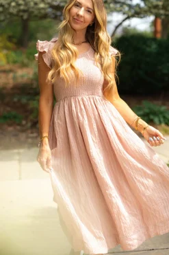 Hattie Dress in Pink Stripes