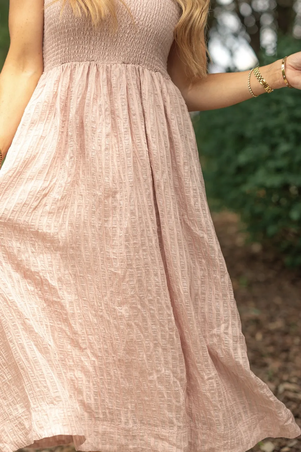 Hattie Dress in Pink Stripes