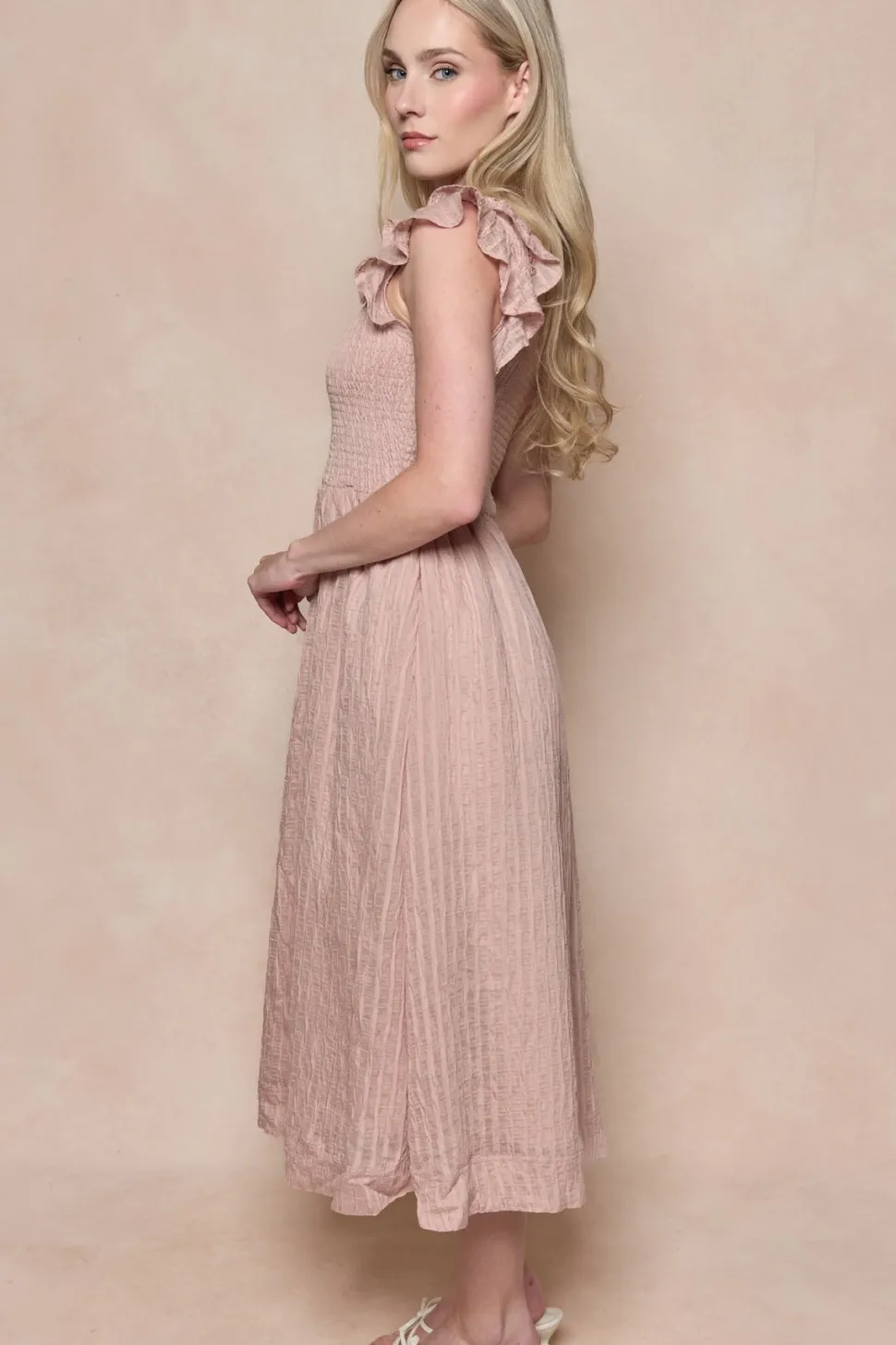 Hattie Dress in Pink Stripes