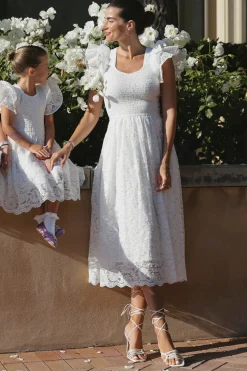 Hattie Dress in White Lace