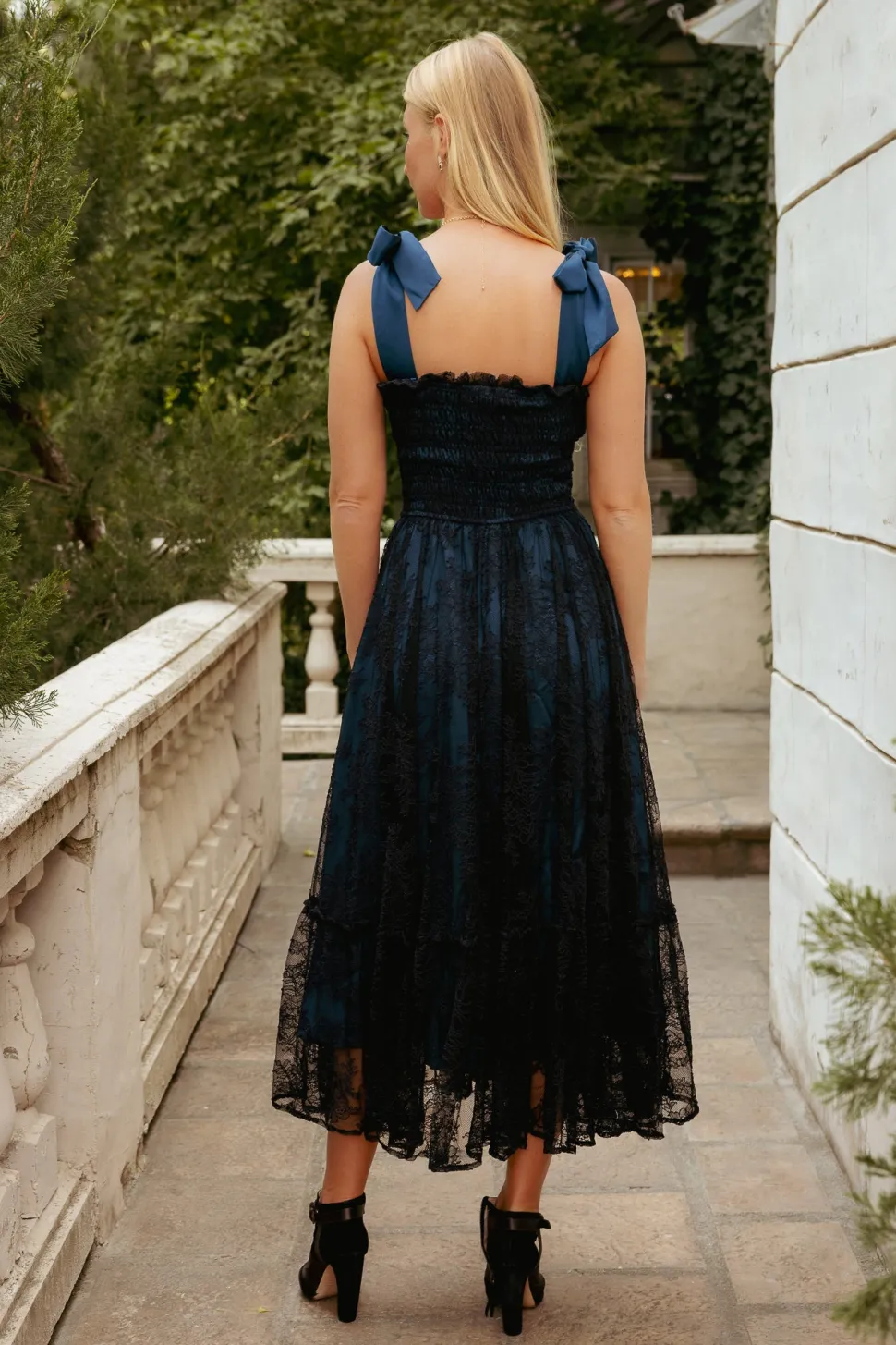 Isadora Dress in Navy & Black