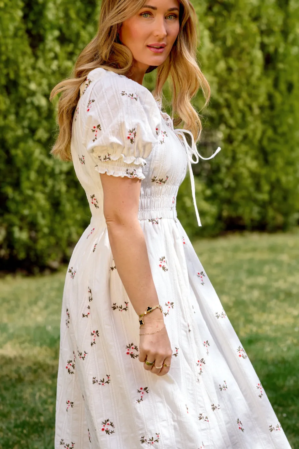 Jessie Dress in Ditsy Embroidery