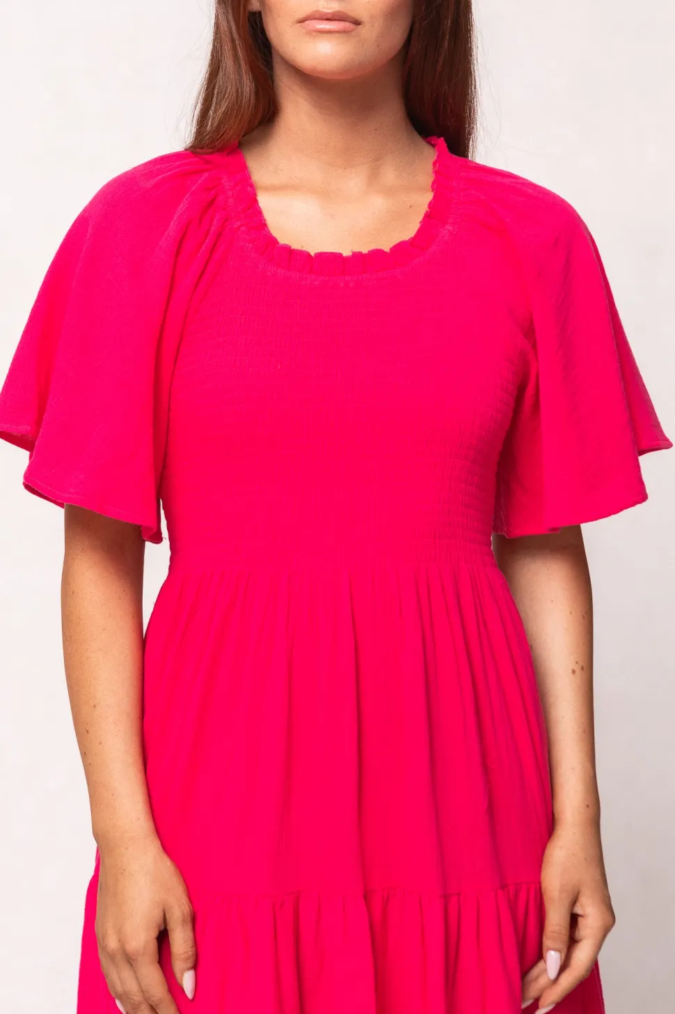 Jovie Midi Dress in Hot Pink