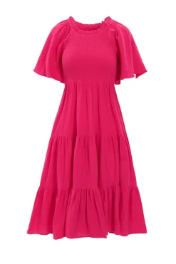 Jovie Midi Dress in Hot Pink