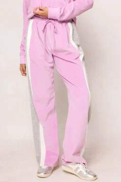 Kailey Velour Track Pants in Pink