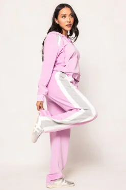Kailey Velour Track Pants in Pink